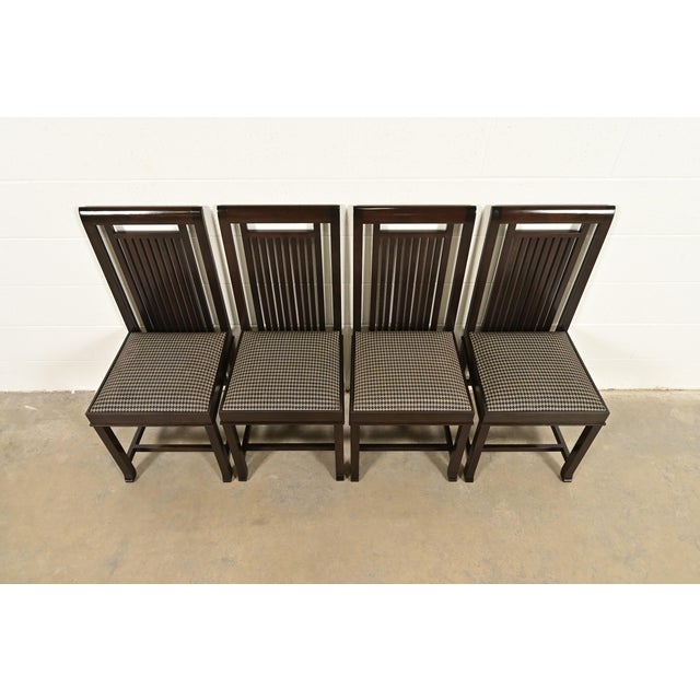 Late 20th Century Frank Lloyd Wright for Cassina Arts & Crafts Dark Cherry Wood Dining Chairs, Set of Four For Sale - Image 5 of 13