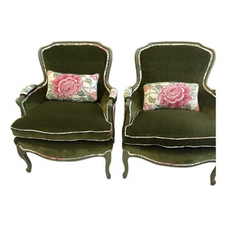 1960s French Style Bergere Accent Chairs - A Pair For Sale