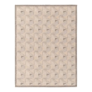 Rug & Kilim's Scandinavian Style Kilim Rug in Blue and Gray Geometric Pattern - 9'x12' For Sale