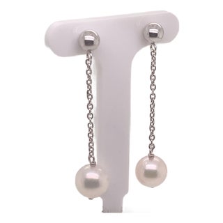 Akoya Pearl Earrings 14 Karat White Gold Certified For Sale
