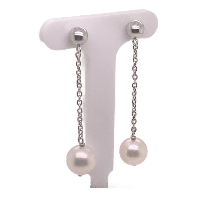Akoya Pearl Earrings 14 Karat White Gold Certified For Sale