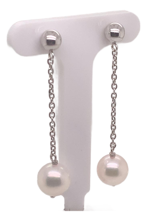 Akoya Pearl Earrings 14 Karat White Gold Certified