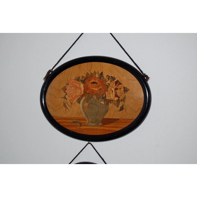 Black Wood Medallions, Set of 2 For Sale - Image 8 of 9