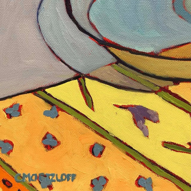 Textile "Sipping Wildflowers" Contemporary Original Fauvist Still Life Painting by Catherine Martzloff For Sale - Image 7 of 8