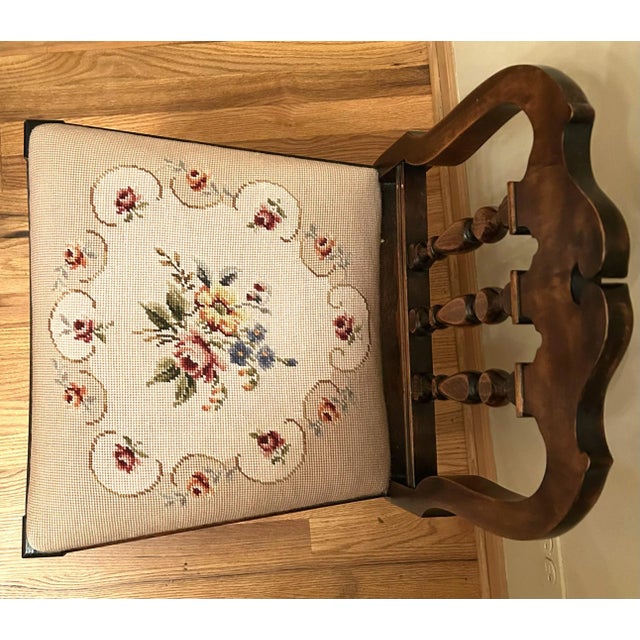 Wood Antique Early 20th-Century Victorian-Style Side Chair With Needlepoint Upholstery For Sale - Image 7 of 8
