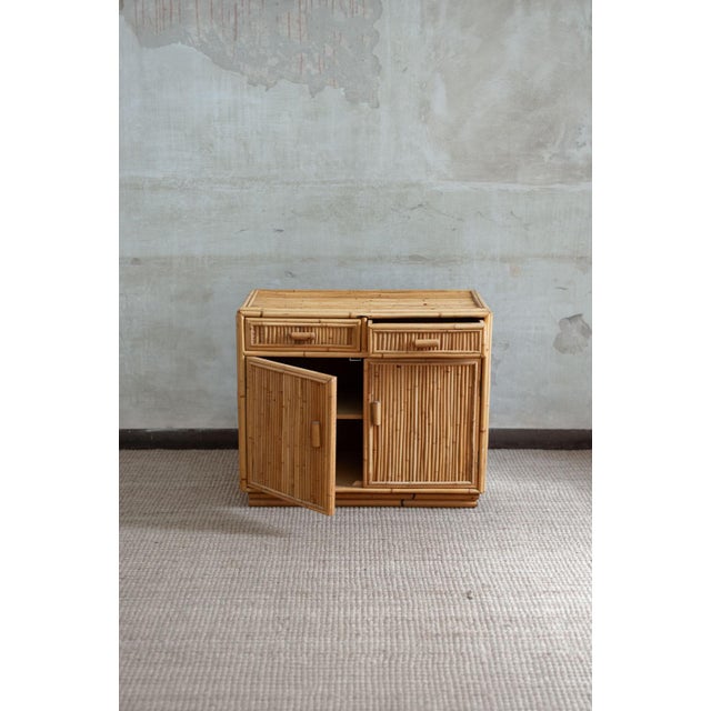 Small Fluted Bamboo Sideboard and Mirror, 1970s, Set of 2 For Sale - Image 4 of 12
