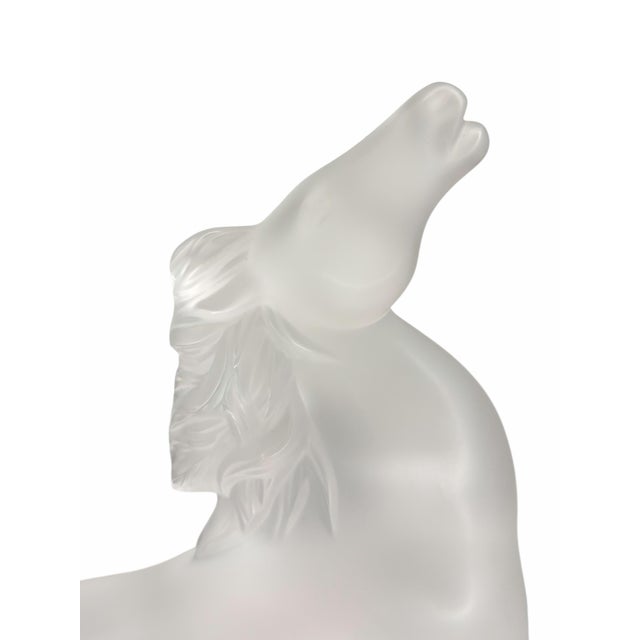 Early 21st Century Pair of Lalique Frosted Crystal Kazak Horse Sculpture Bookends For Sale - Image 5 of 6