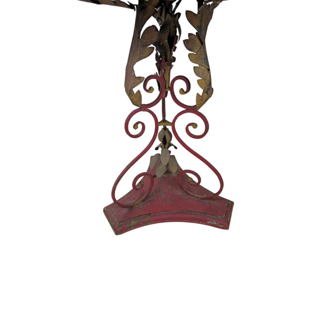 Early 20th Century French Garden Table with Painted Top and Iron and Wood Base, 1900s For Sale - Image 5 of 7