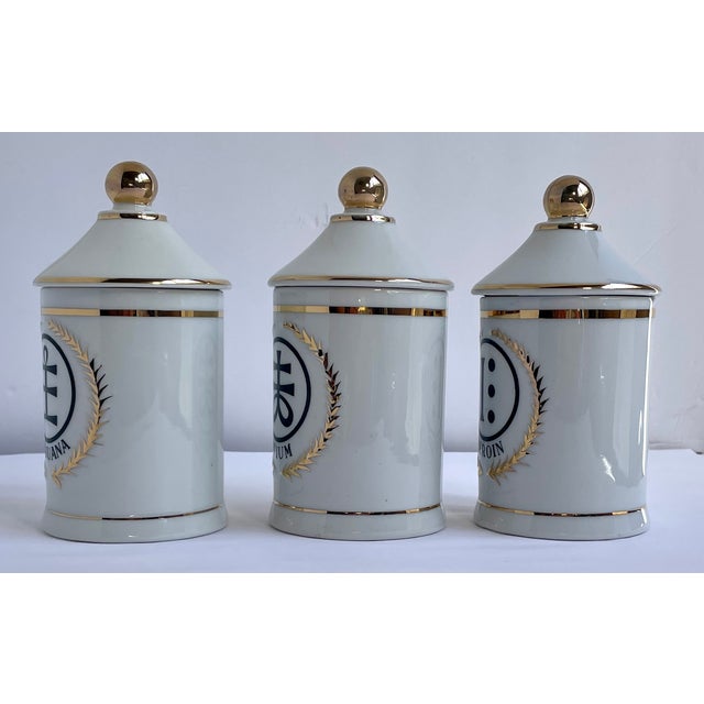 Lagardo Tackett 1960s Rare Set of Japanese Porcelain Apothecary Lidded Jars by LaGardo Tackett - Set of 3 For Sale - Image 4 of 8
