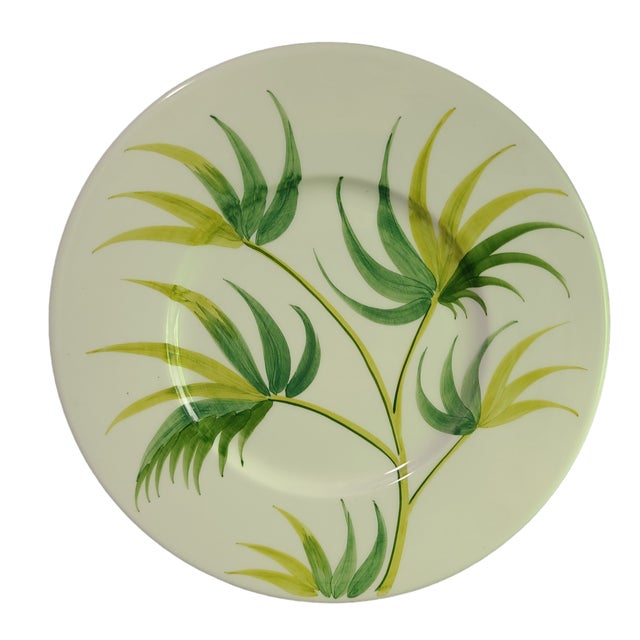 Vintage Bergdorf Goodman Hand Painted in Italy Tropical Palm Leaf Platter For Sale - Image 6 of 7