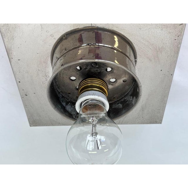 White Bauhaus Chrome and Glass Ceiling Lamp, 1930s For Sale - Image 8 of 9