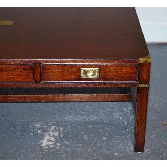 Metal Military Campaign Reh Kennedy Coffee Table with Three Deep Drawers For Sale - Image 7 of 18