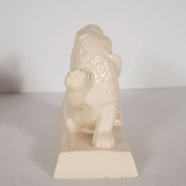 Art Deco Ceramic Book Ends Featuring Lion and Nude Female Figure For Sale In New York - Image 6 of 11