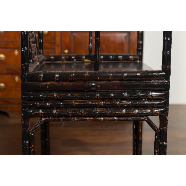Wood Pair of Chinese Ming Dynasty Style 1920s Horseshoe Back Bamboo Armchairs For Sale - Image 7 of 9