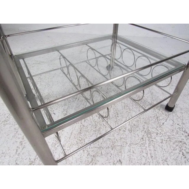 Contemporary Steel Bar Cart For Sale - Image 10 of 11