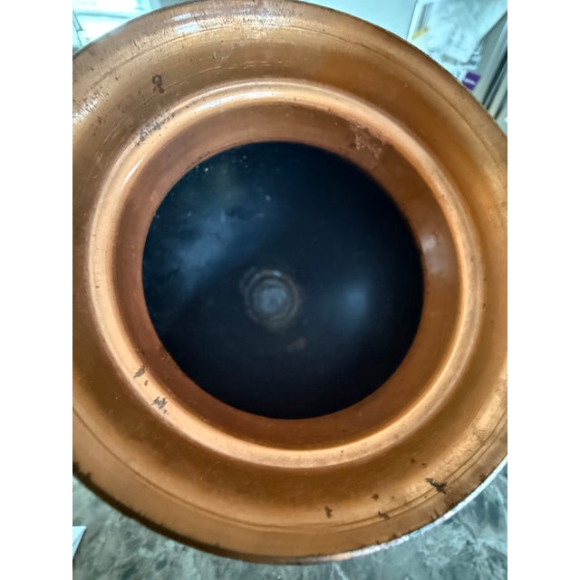 Vintage Greek Hand Painted Copper Urn Amphora Vase 1970s Made in Greece For Sale - Image 4 of 4