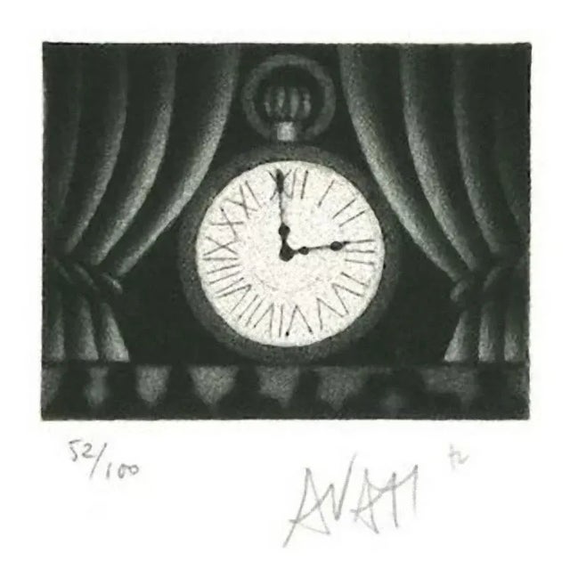 Clock - Original Etching on Paper by Mario Avati - 1970s 1970s For Sale - Image 3 of 3