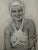 Original graphite pencil drawing by American artist and illustrator Theodore E. Schrock (1879–1952), depicting a smiling...