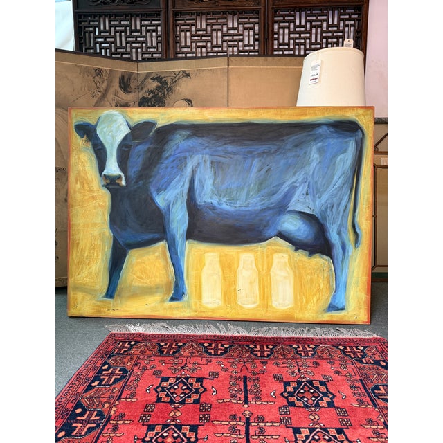 Design Plus Gallery presents an Oil Painting on Canvas of Blue Cow by Suzanne Fraizer. The artist has captured a strong...