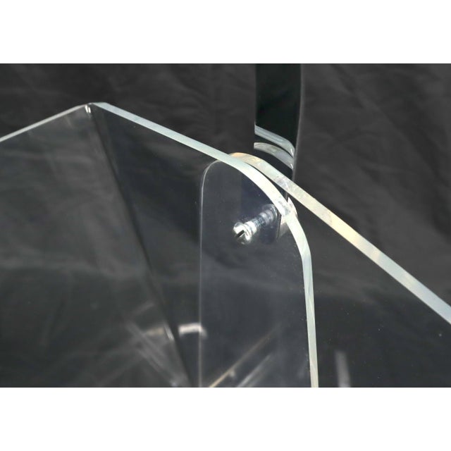 20th C. Mid-Century Modern Bent Lucite & Chrome Paper Basket & Letter Holder For Sale - Image 9 of 12