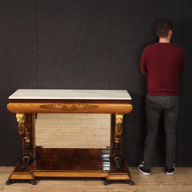 Spanish Inlaid Console with Marble Top, 1860 For Sale - Image 12 of 13