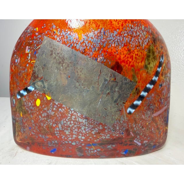 Vintage Kosta Boda Satellite Signed Bertil Vallien Red Bottle Vase Sculpture For Sale - Image 12 of 14