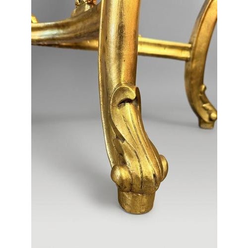 2000 - 2009 Carved Gilt Wooden Console Table with Shaped Marble Top For Sale - Image 5 of 6