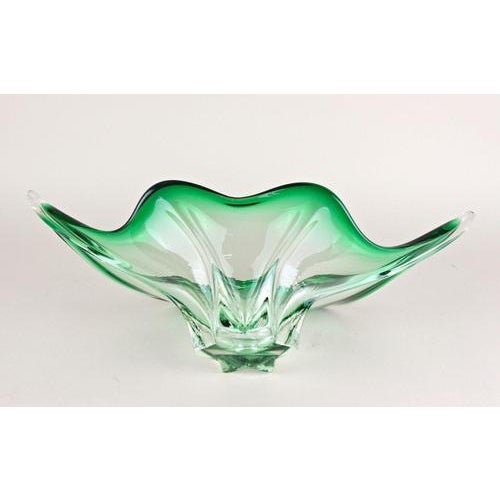 Mid-Century Modern Murano Glass Bowl in Green & Clear Tones, Italy, 1960s For Sale - Image 12 of 17