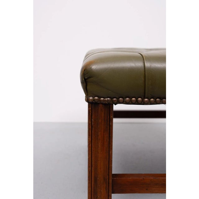 Capped Green Leather Chesterfield Foot Stool, England, 1960zs For Sale - Image 3 of 7