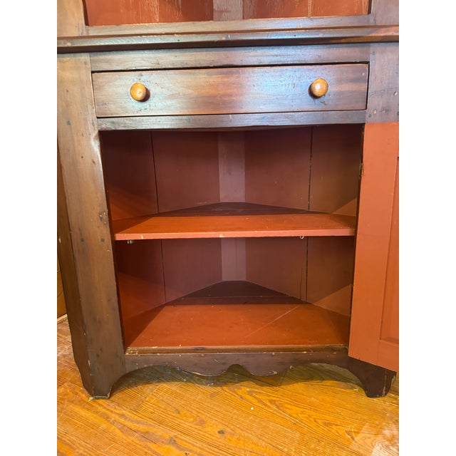 Antique Rustic Corner Cabinet Hutch For Sale - Image 11 of 11