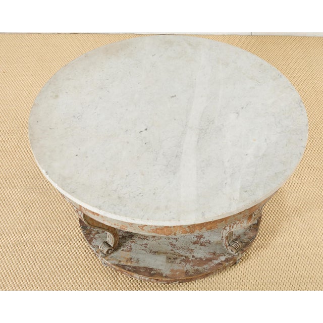 Monumental Swedish Gustavian Style Marble Top Center Table For Sale - Image 4 of 12