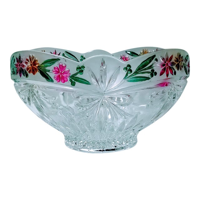 Vintage Oneida Heavy Crystal Serving Bowl For Sale