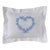 Boudoir Pillow Cover, Embroidered With Hem Stitch Border - Heart (Wedgewood Blue) For Sale