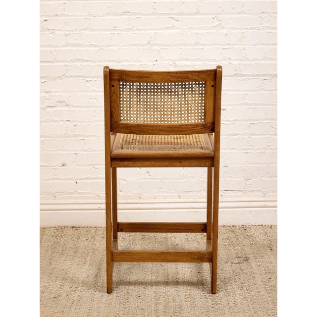 Oak Vintage Rattan Counter Height Chair For Sale - Image 4 of 7