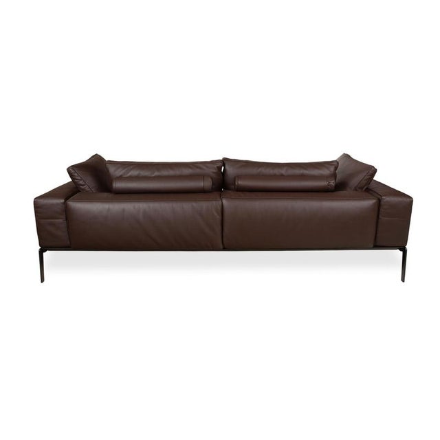 Lifesteel 4-Seater Sofa in Brown Leather from Flexform For Sale - Image 10 of 12