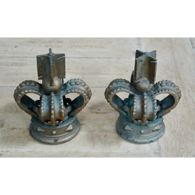 A pair of Cast Crown Finials. Made from cast Aluminium, in the form of a crown, possible from a post or old lighting....