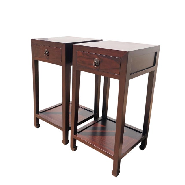 Pair of Asian Accent Tables or Night Stand With Drawer For Sale In Greensboro - Image 6 of 7