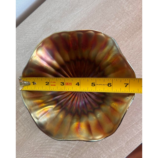 Glass Antique Northwood Amethyst Beaded Cable 3-Footed Carnival Glass Bowl For Sale - Image 7 of 10