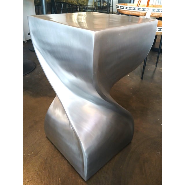 Mid-Century Modern Twist Nickel Side Table For Sale - Image 3 of 5