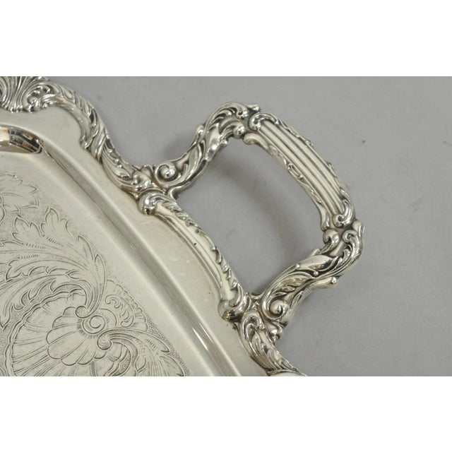Metal Vintage Wm a Rogers Victorian Silver Plated Twin Handle Serving Platter Bar Tray For Sale - Image 7 of 14