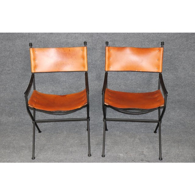 Set 4 Art Deco Style Metal and Leather Armchairs in the Manner of Jacques Adnet For Sale - Image 12 of 16