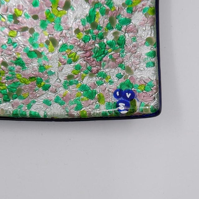 Blue Vintage Square Pocket Emptier in Murano Glass from Tre Archi For Sale - Image 8 of 10