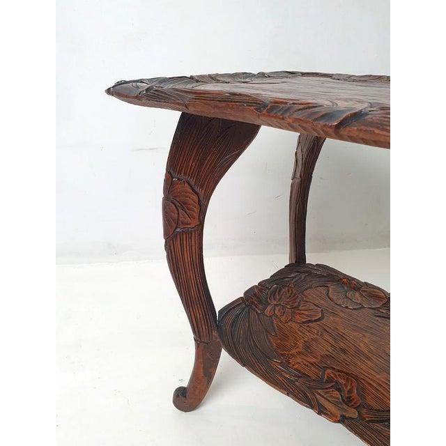 Japanese Art Nouveau Hand-Carved Kamakura Bori Side Table, 1900s For Sale - Image 7 of 12