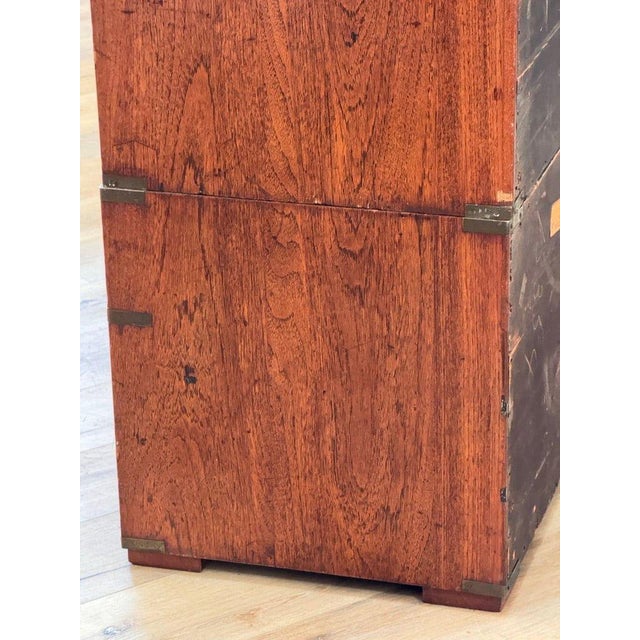 Wood Two Part English Campaign Chest , 19th Century For Sale - Image 7 of 11