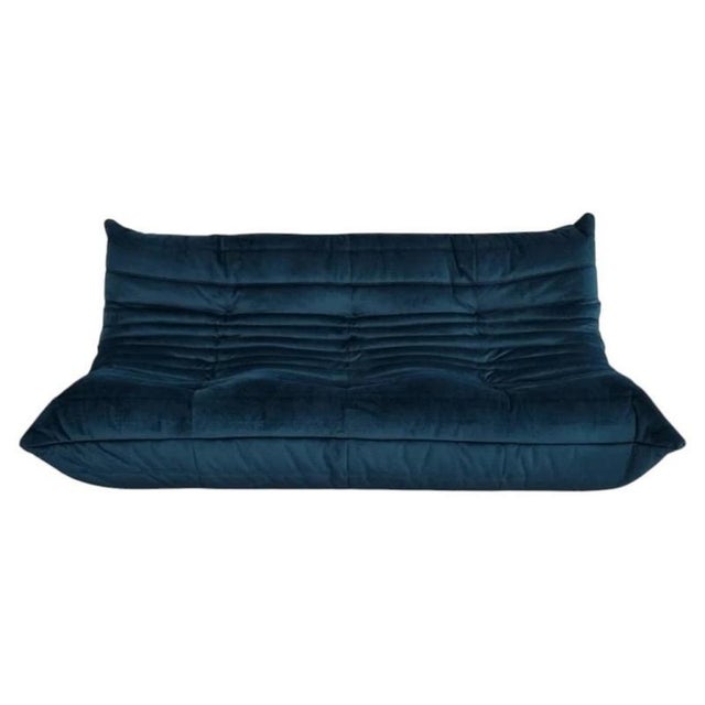 Togo 3-Seater Sofa in Teal Velvet by Michel Ducaroy for Ligne Roset For Sale - Image 6 of 7