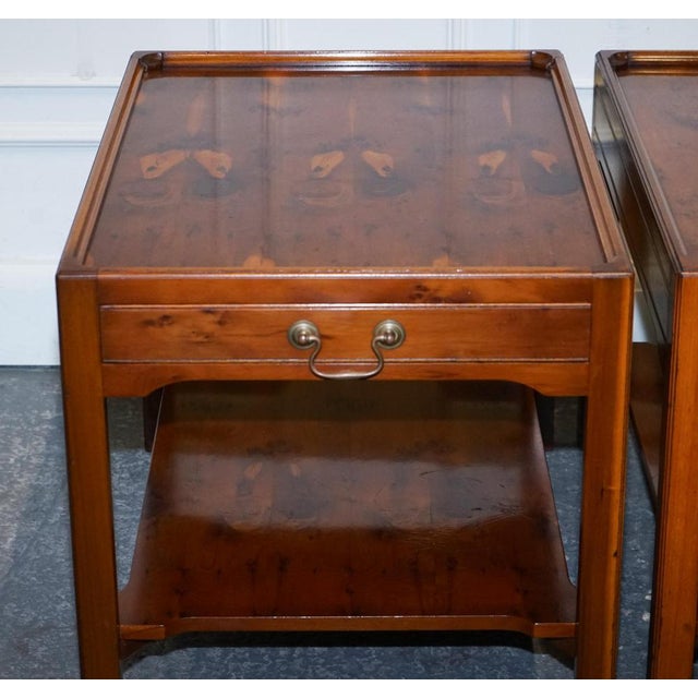 Vintage Bevan Funnell Yew Wood Two Tiered Side Lamp Tables, Set of 2 For Sale - Image 5 of 13