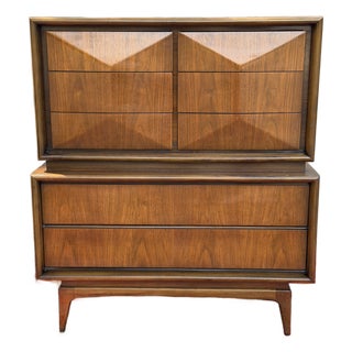 1960s Diamond Front Tall Dresser/ Gentlemen's Chest For Sale