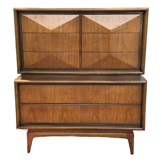 1960s Diamond Front Tall Dresser/ Gentlemen's Chest For Sale