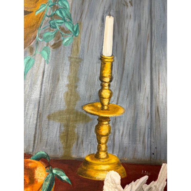 1960s 1960s Still-Life Oranges, Mask, Plant, Dove and Candlestick For Sale - Image 5 of 7