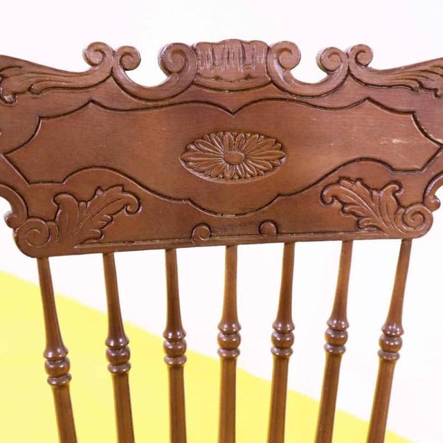 Wooden Rocking Chair with Turned Backrest Decoration For Sale - Image 4 of 10